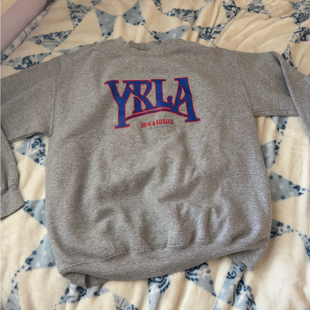 grey young & reckless crewneck sweatshirt